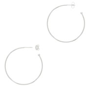 45mm Open hoop earrings to decorate with ball - Fine silver plating x2|raw }}