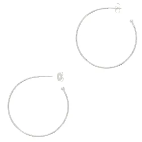 45mm Open hoop earrings to decorate with ball - Fine silver plating x2