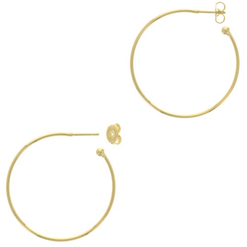 54mm Open hoop earrings to decorate with ball - Fine Gold Plated x2