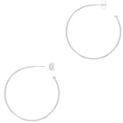 54mm Open hoop earrings to decorate with ball - Fine silver plating x2|raw }}