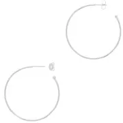 54mm Open hoop earrings to decorate with ball - Fine silver plating x2