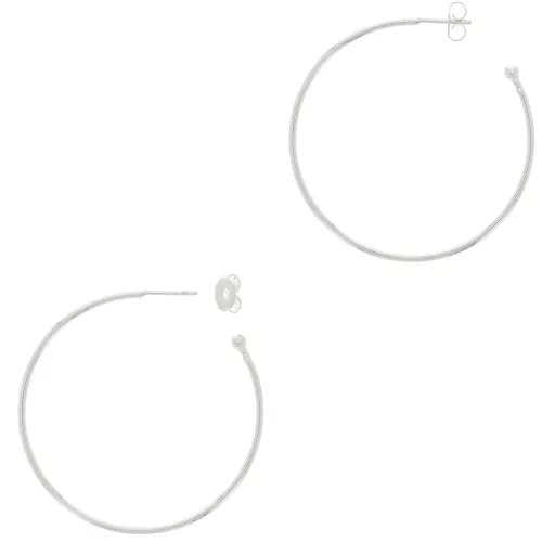 54mm Open hoop earrings to decorate with ball - Fine silver plating x2