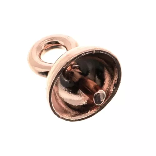 Pendant bail for 4 and 6mm half-drilled bead - Rose Gold Tone x1