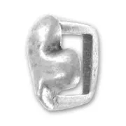 Leather Regaliz heart slip 15mm Antique Silver Plating x1