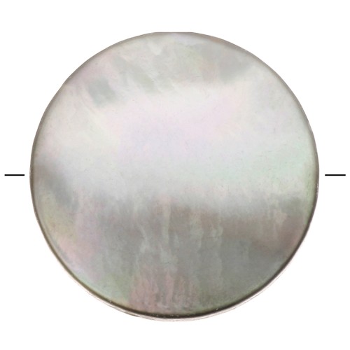 10mm Flat mother-of-pearl tinted puck bead - Grey x1