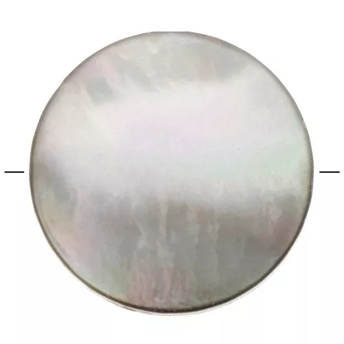 15mm Flat mother-of-pearl tinted puck bead - Grey x1