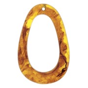 49x32mm Resin hollowed out drop pendant - Marbled Amber x1|raw }}