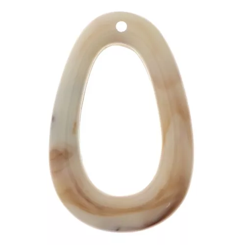 49x32mm Resin hollowed out drop pendant - Marbled Beige x1