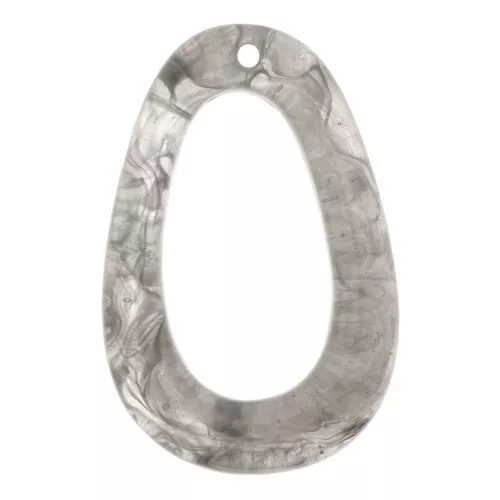 49x32mm Resin hollowed out drop pendant - Marbled Grey x1