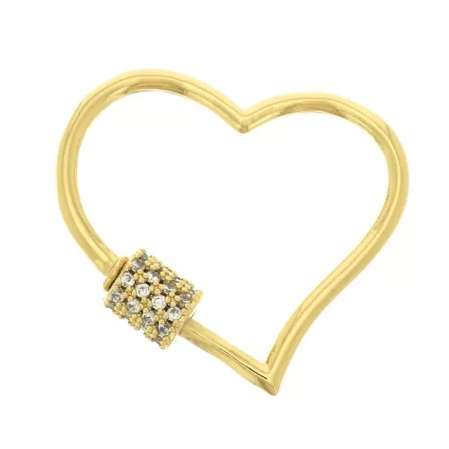 21x26mm Screw-on heart clasp with  zirconium oxide - Gold - Crystal x1