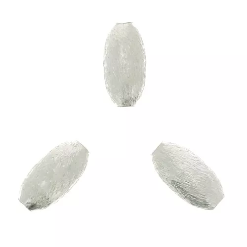 5x3mm Diamond-plated olive beads - Silver Tone x10