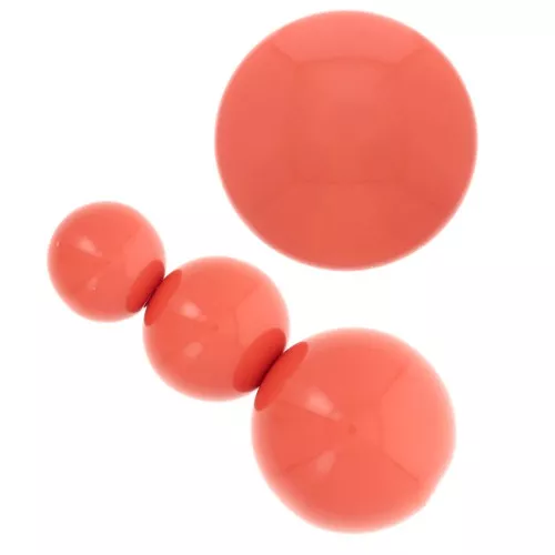 Assortment of 26 beads 8-10-14 mm & 2 cabochons in opaque resin - Red Coral x1