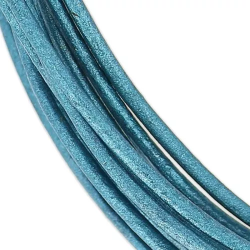 Leather cord 1mm Blue Jean Métallisé x 3m