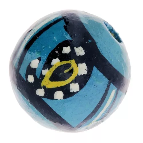 Decorated wooden round beads 16mm Blue/Black x4