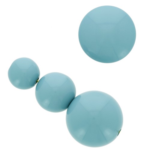 Assortment of 26 beads 8-10-14 mm & 2 cabochons in opaque resin - Blue x1