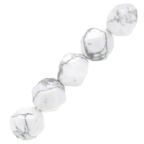 6mm Hexagonal Beads - Gemstone - Howlite x15
