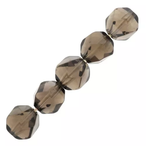 6mm Hexagonal Beads - Gemstone - Smoky Quartz x15