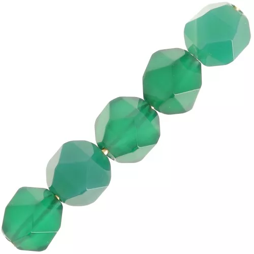 6mm Hexagonal Beads - Gemstone - Green Agate x15