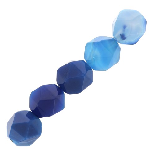 6mm Hexagonal Beads - Gemstone - Blue Agate x15