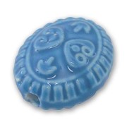 Ceramics flat olive 25x21mm Aquamarine x1