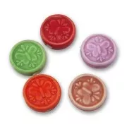 Set of flat round beads 17mm butterfly motif x10