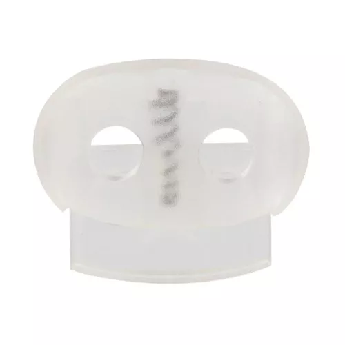 Flat cord stopper double hole 4.3 mm - Transparent x1