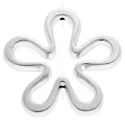 CCB hollow flower 42mm Rhodium tone x1