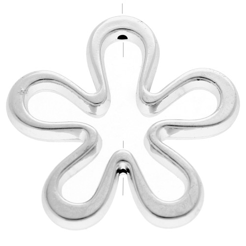 CCB hollow flower 42mm Rhodium tone x1