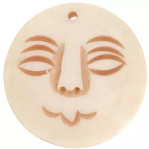 Pendant bone antique Moon face 37mm x1
