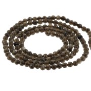 2 mm Round Faceted Gemstone Beads - Obsidian x 38 cm