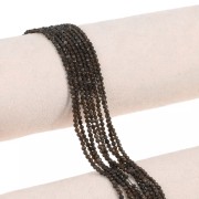 2 mm Round Faceted Gemstone Beads - Obsidian x 38 cm