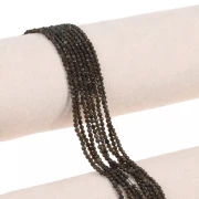 2 mm Round Faceted Gemstone Beads - Obsidian x 38 cm