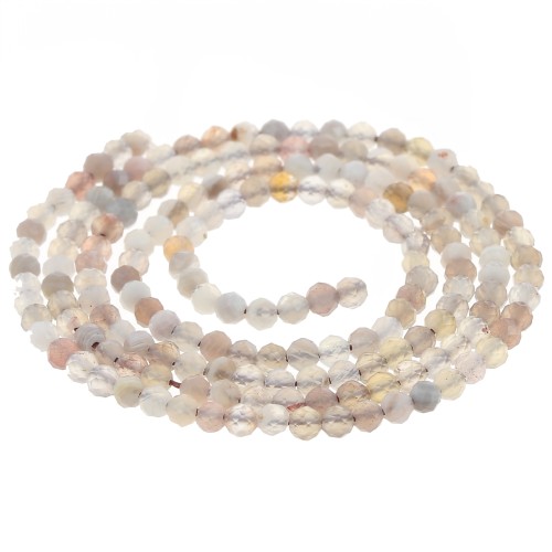 Round faceted beads 2 mm gemstone - Botswana Agate x39cm