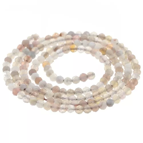 Round faceted beads 2 mm gemstone - Botswana Agate x39cm