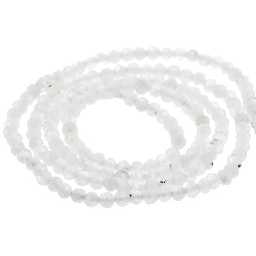 Round faceted beads 2 mm gemstone - Moonstone x39cm