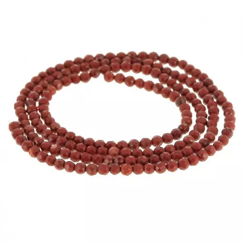 Round faceted beads 2 mm gemstone - Red Jasper x39cm