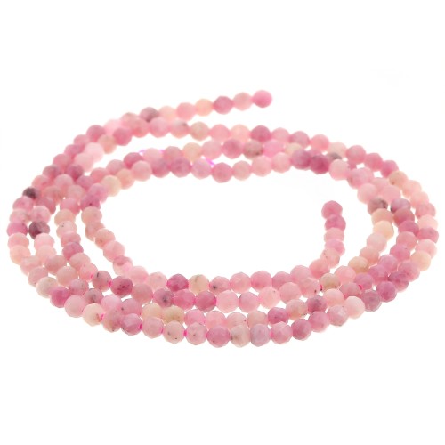 Round faceted beads 2 mm gemstone - Pink Jasper x38cm