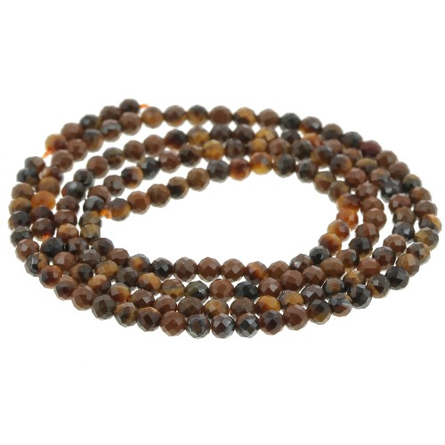 Round faceted beads 2 mm gemstone - Tiger eye x39cm