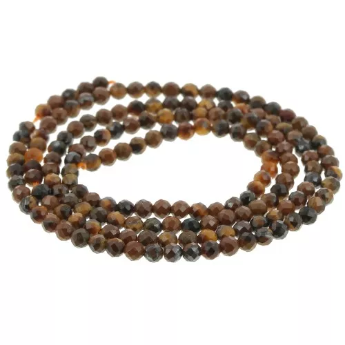 Round faceted beads 2 mm gemstone - Tiger eye x39cm