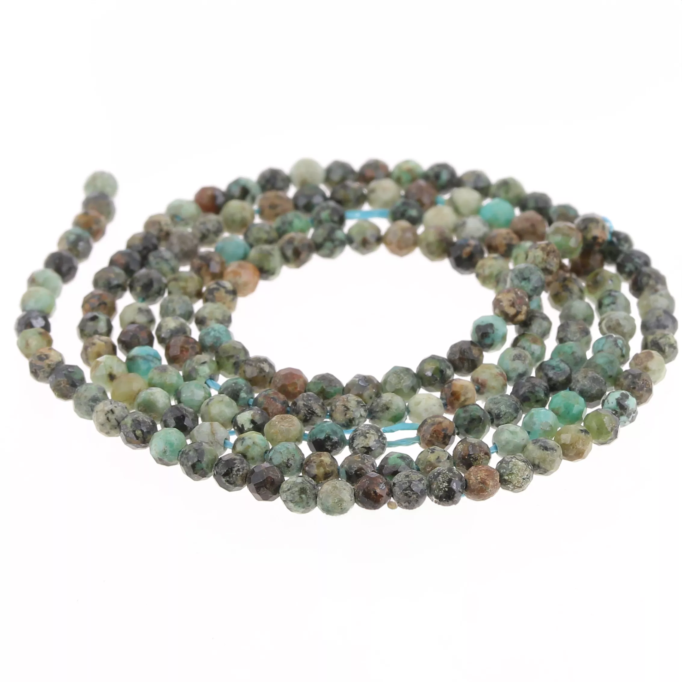 2mm Round faceted beads - African Turquoise - Jasper x39cm