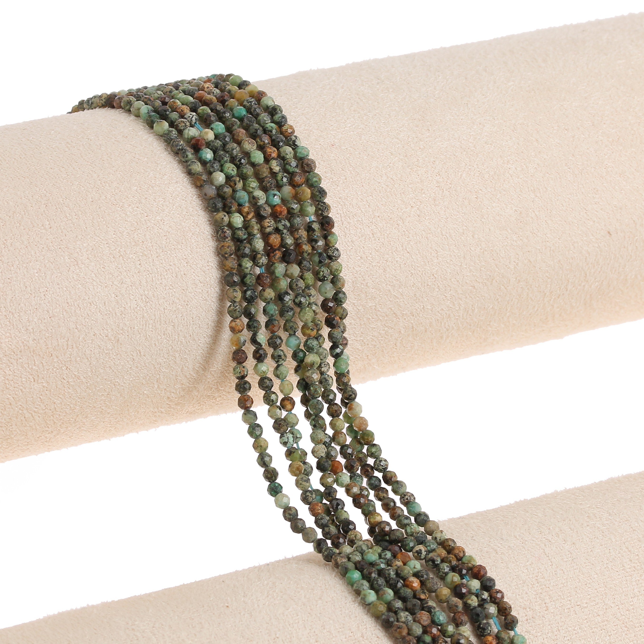 2mm Round faceted beads - African Turquoise - Jasper x39cm