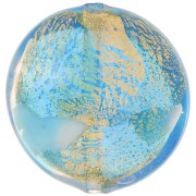Gold foil Murano flat round 21mm Blue Zircon x1|raw }}