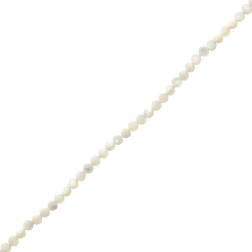 2mm Round faceted beads - White mother-of-pearl x39cm