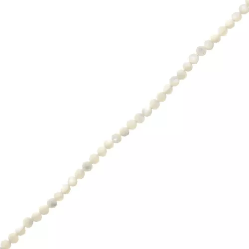 2mm Round faceted beads - White mother-of-pearl x39cm