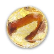 Gold foil Murano flat round 21mm Topaz x1