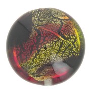 Gold foil Murano flat round 22mm Black/Orange x1|raw }}