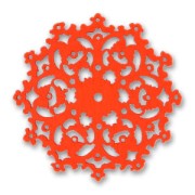 Wooden filigreed flower 50mm Red x1