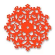 Wooden filigreed flower 50mm Red x1