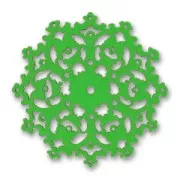 Wooden filigreed flower 50mm Green x1