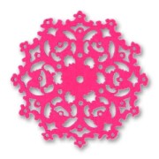 Wooden filigreed flower 30mm Fuschia x1